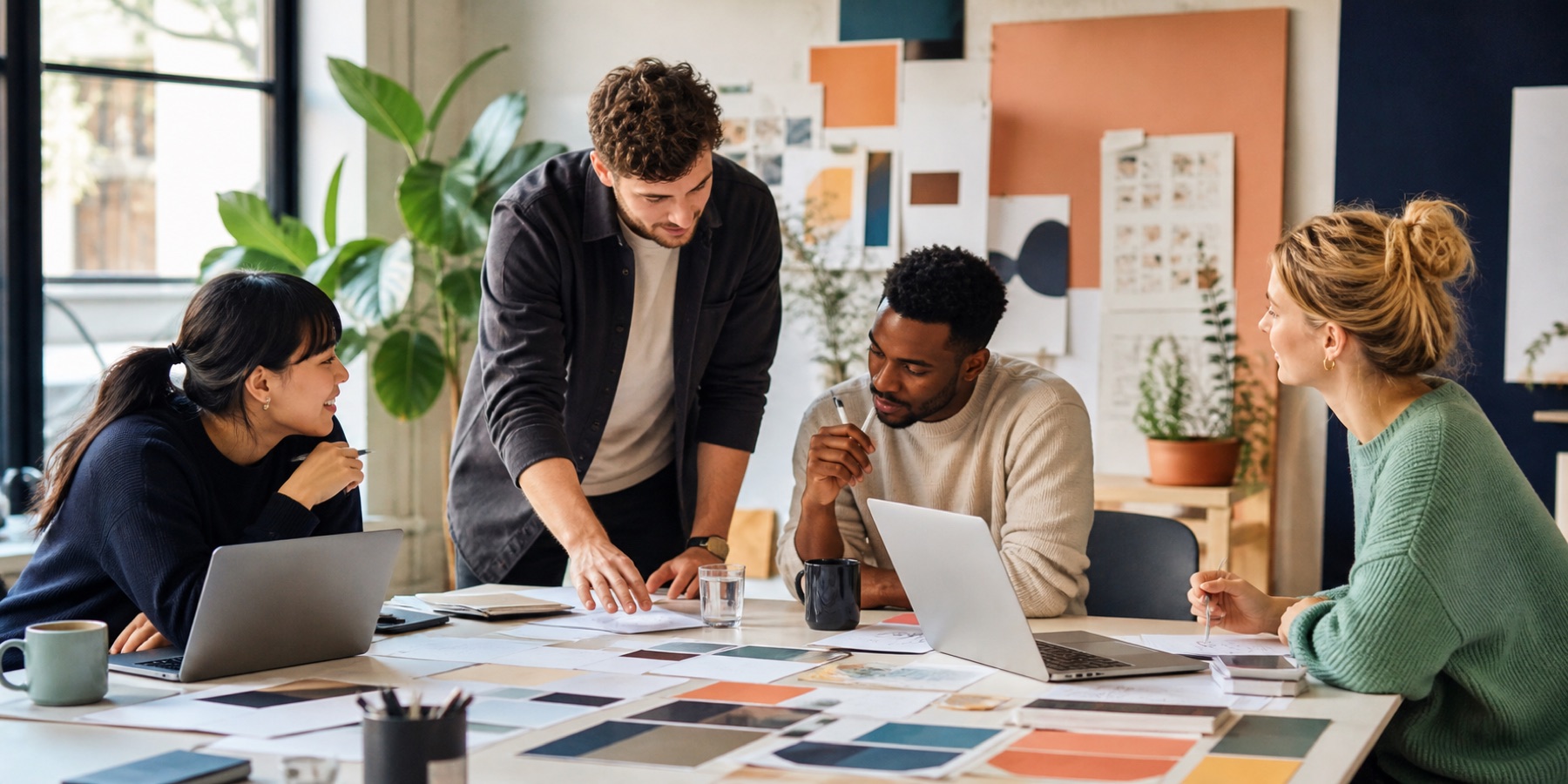 Creatief team werkt samen aan een merkconcept